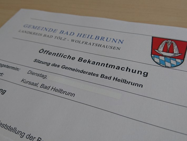 Bekanntmachung, &copy; Gemeinde Bad Heilbrunn